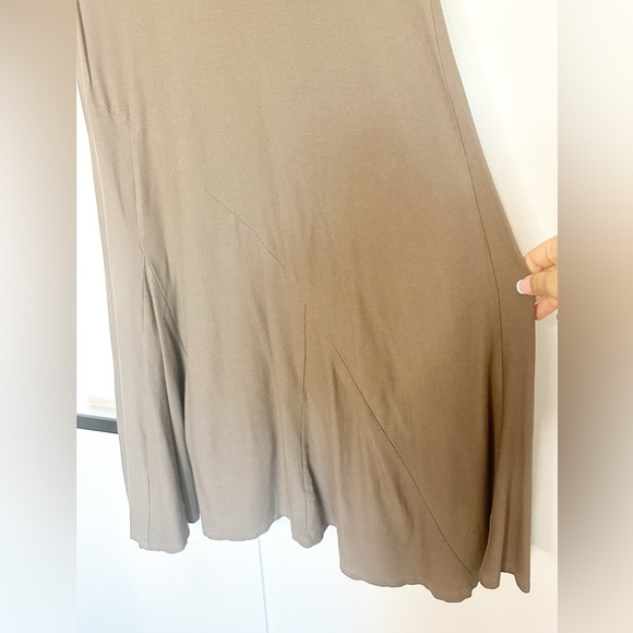Eileen Fisher jersey crewneck sleeveless midi dress Small gray taupe knee length - Picture 2 of 8
